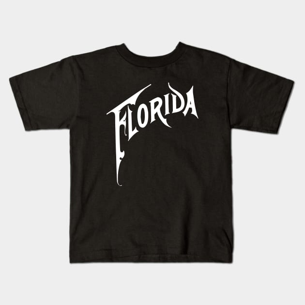 Florida Victorian Style Typography 1890 White Kids T-Shirt by RetroGeek